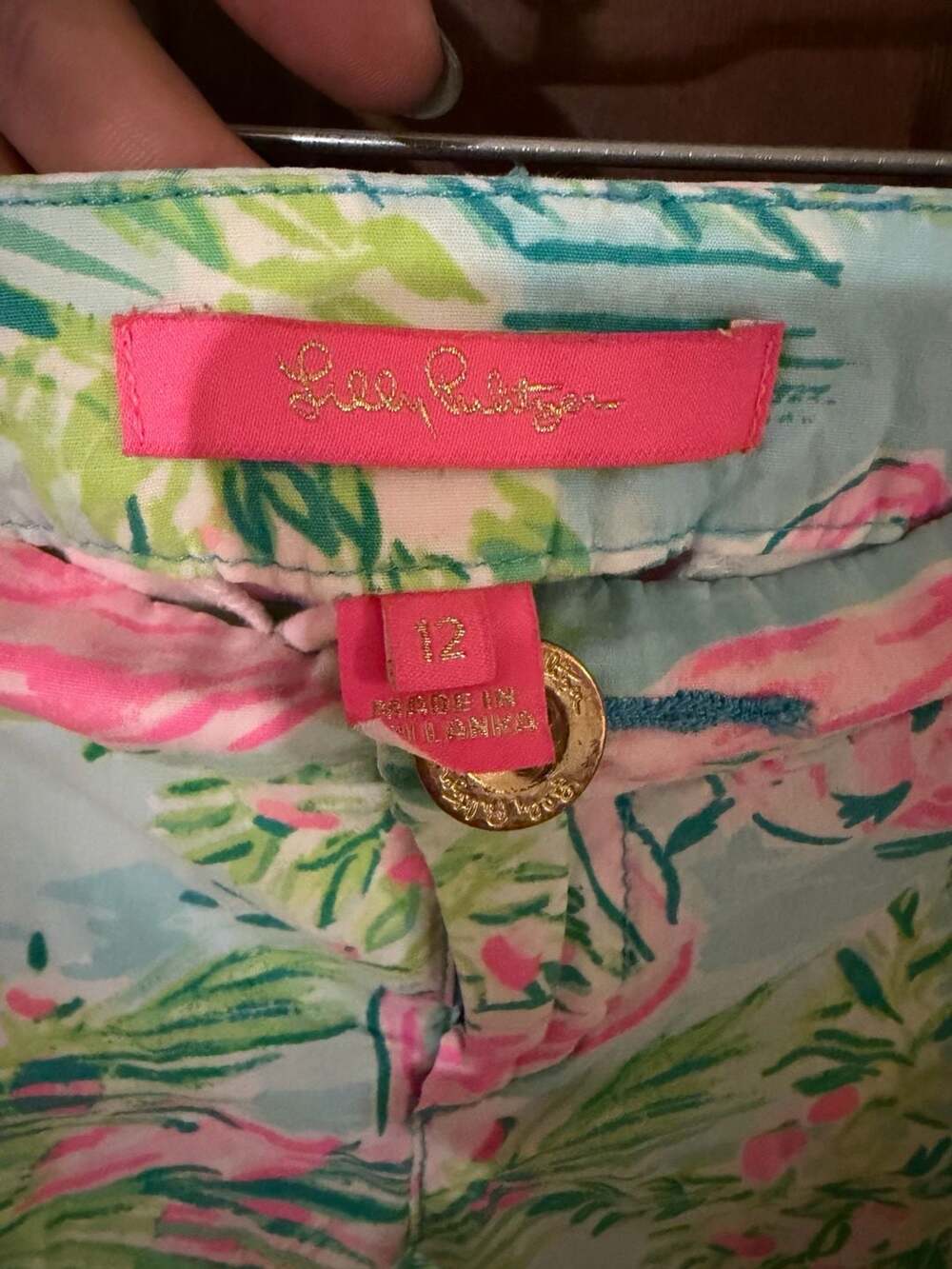 Lilly Pulitzer Flamingo Print Scalloped Hem Shorts Size 12 - Picture 6 of 7